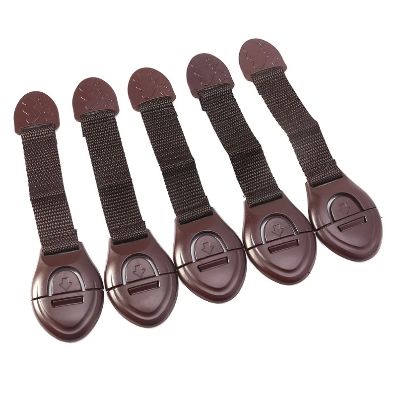 Furniture Hardware Manufacturer - 5 ピース/ロットブラウンキャビネット安全ロックベビー家具ドア引き出しロック冷蔵庫安全ロックチャイルドプルーフ幼児プロテクター