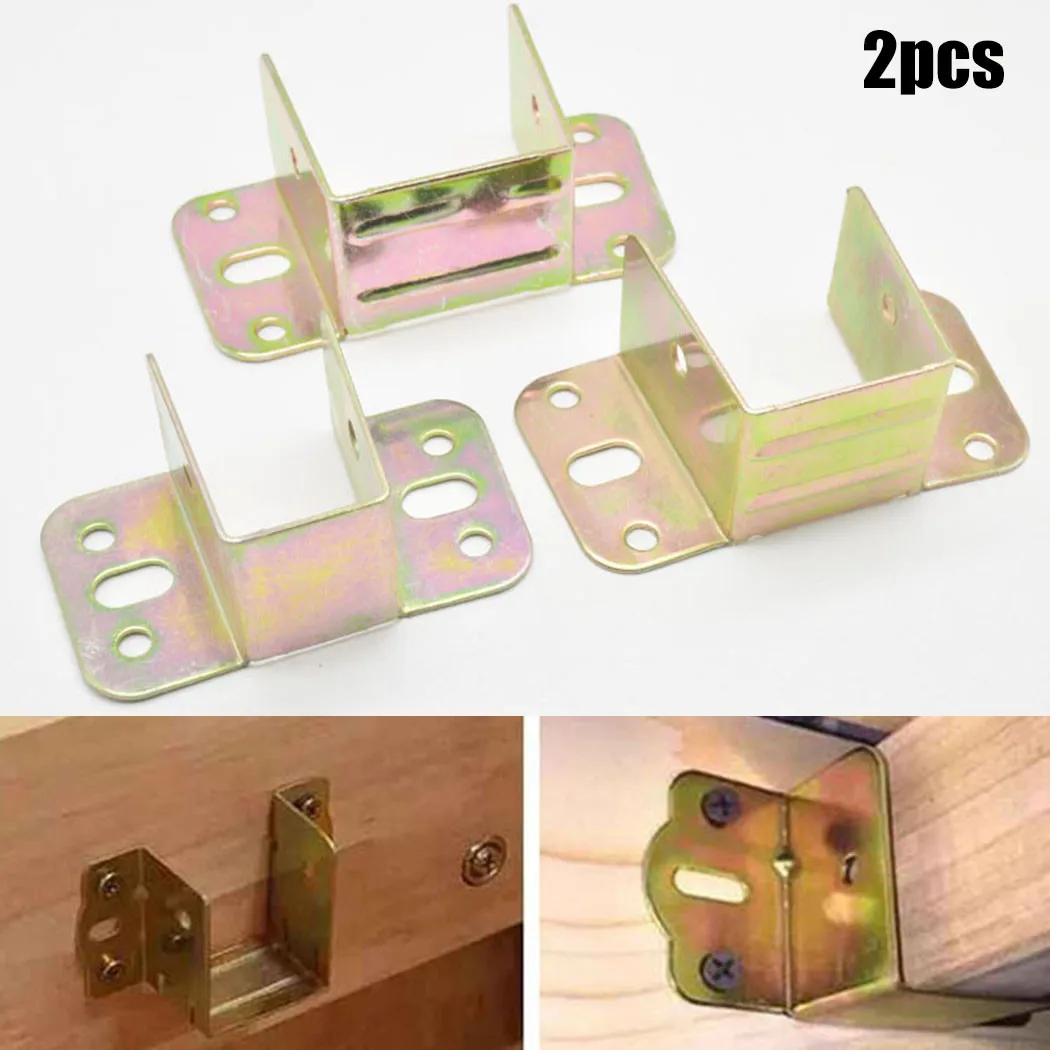Furniture Hardware Manufacturer - U字型金属製ベッドブラケット、ヒンジ取り付けコネクタ、ハードウェアロック、固定接続、家具レールフックブラケット、2個