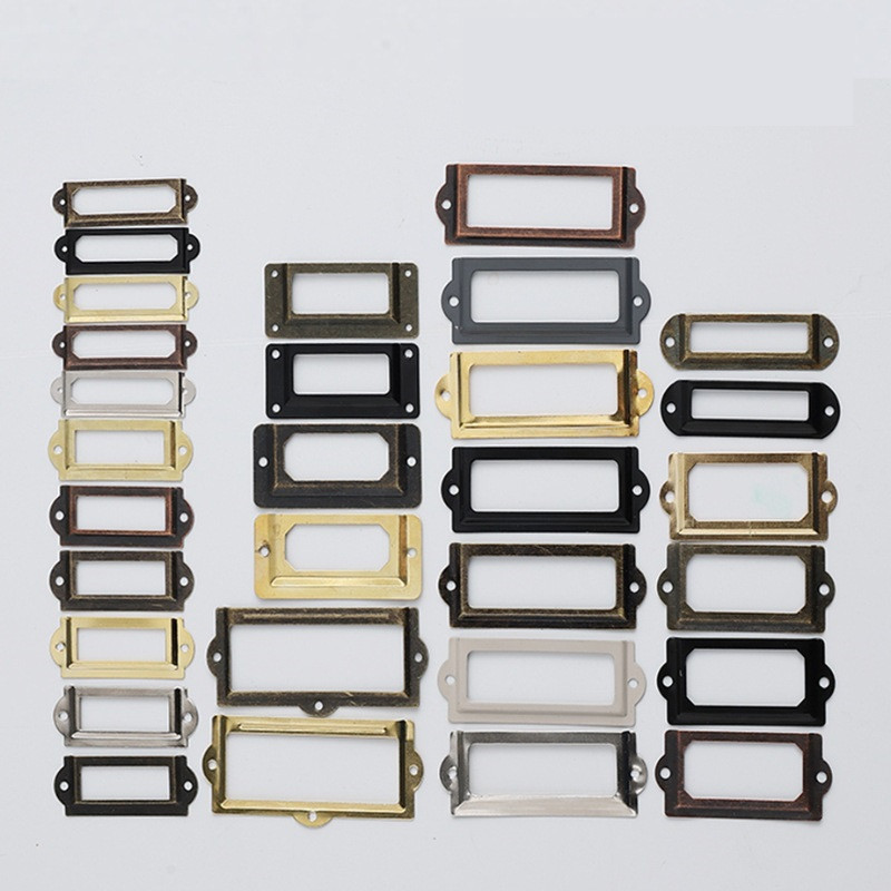 Furniture Hardware Names - アンティークキャビネットラベルフレーム,鉄,金属カード,価格タグ,ホルダー,木製引き出し棚,ネジ付き家具ハードウェア,300個