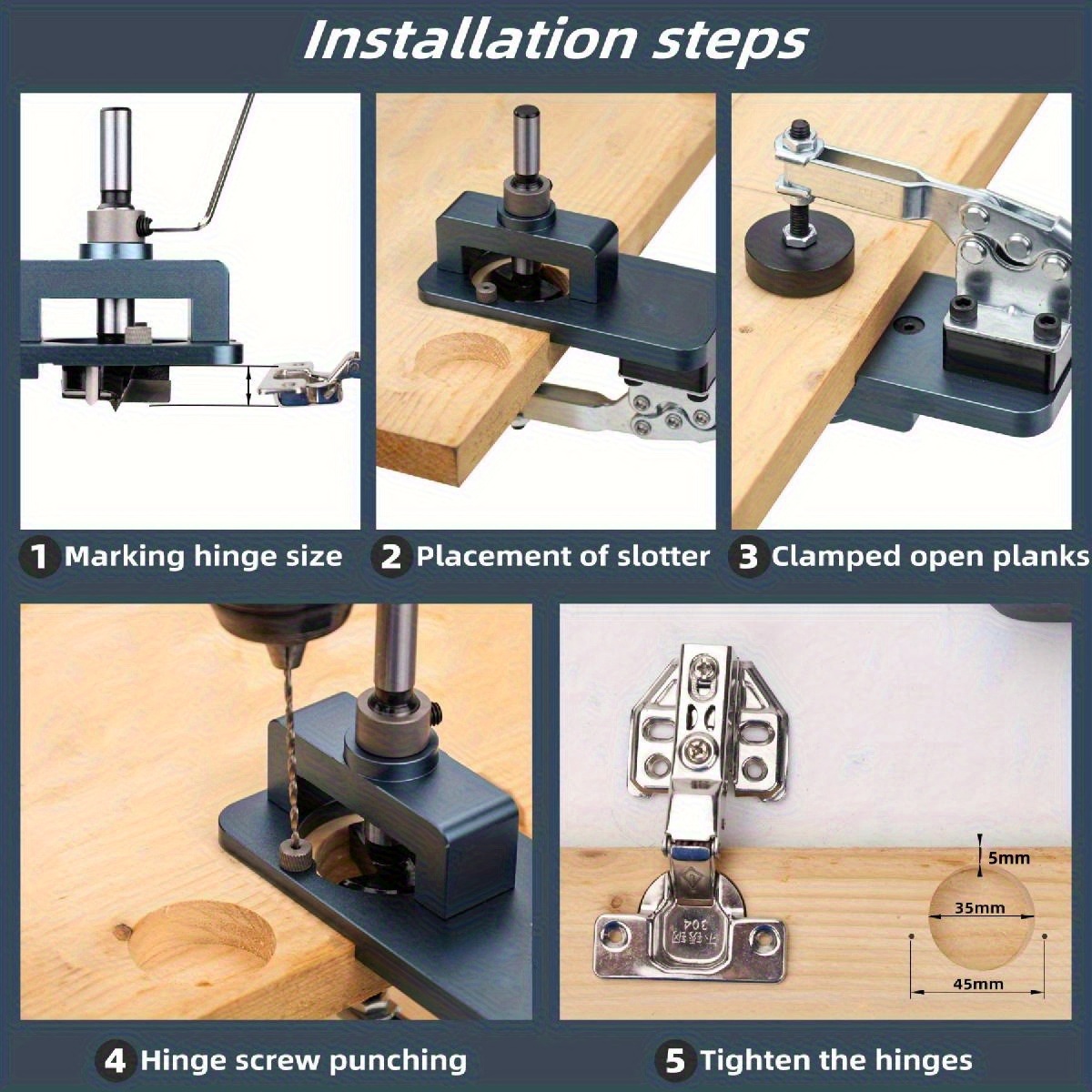 35mm ヒンジジグ - 調整可能なエッジとクイッククランプ - Furniture Hardware Fitting のレビューと価格